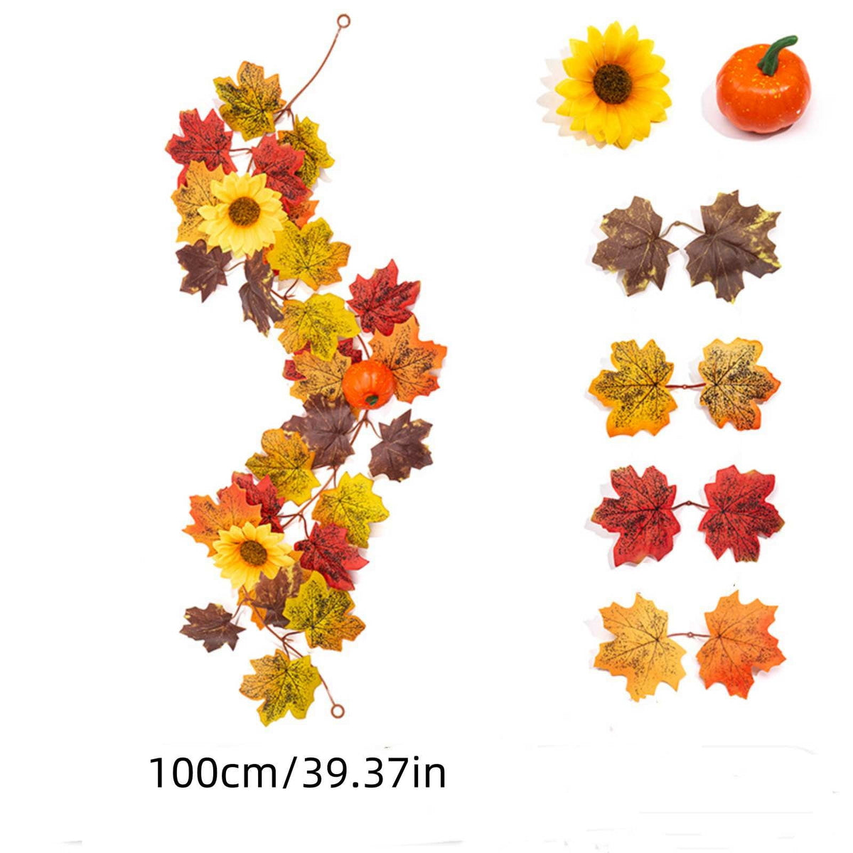 SCNOR Artificial Fall Oak Leaves 2-Pack, Faux Autumn Stems for Vase, Thanksgiving Halloween Table Decor