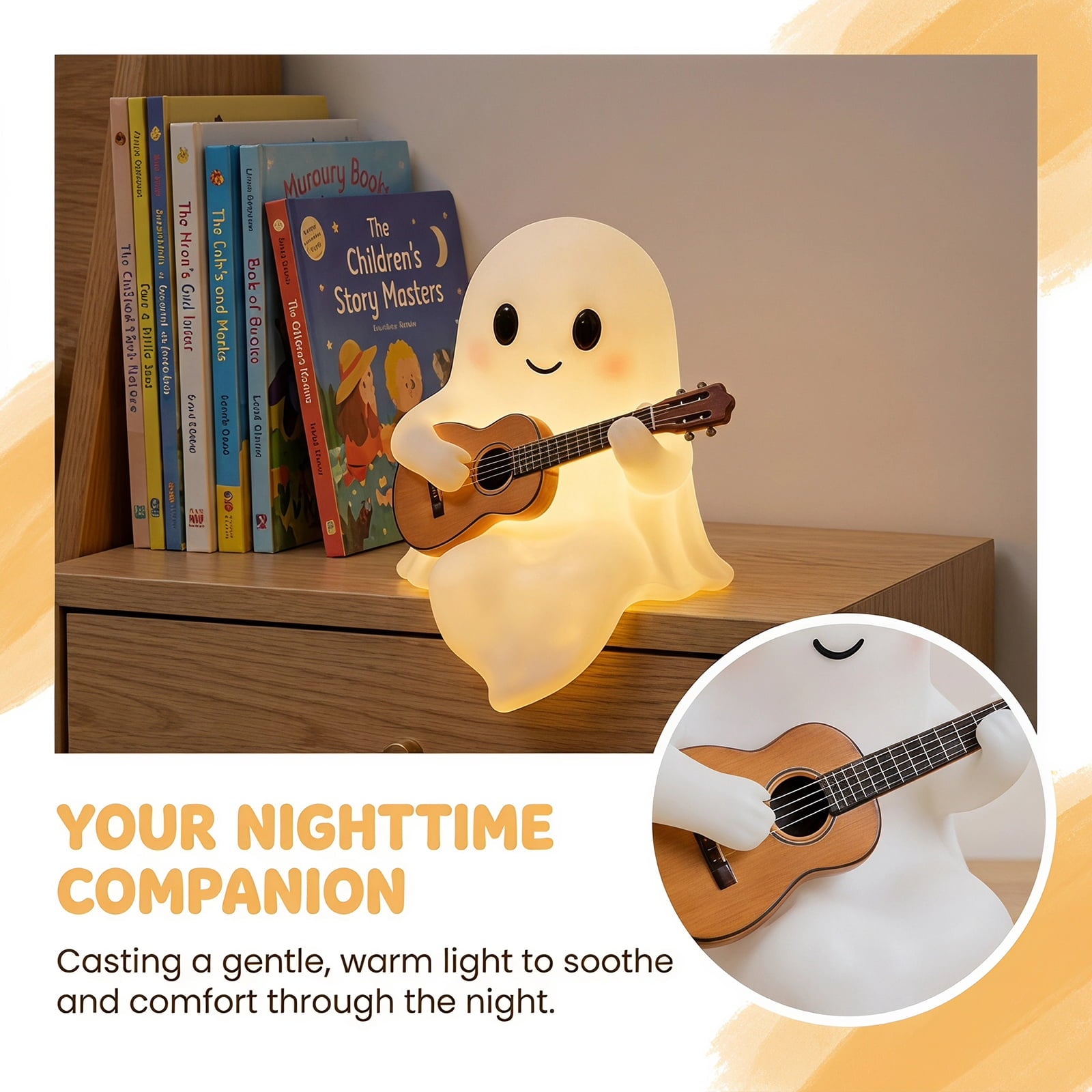 YZEGDCH Halloween 3D Ghost Campfire Flickering Night Light 2 Funny Roasting Marshmallows at Campfire LED Electric Faux Flameless Campfire Nightlight Funny Halloween Decor