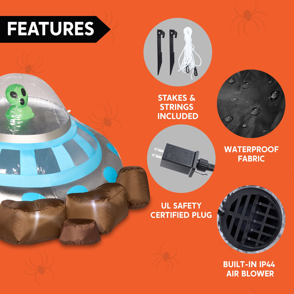 Joyfy 9 ft Halloween Inflatable Giant Alien Decoration with Built-in LEDs,Alien Halloween Decorations Outdoor Blow Up Yard Lawn Decoration