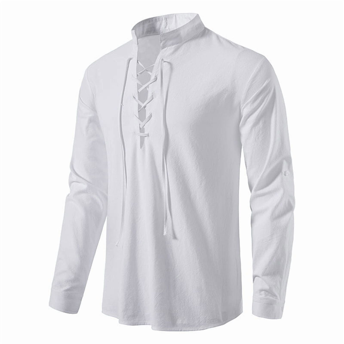 Mens Renaissance Shirt Medieval Pirate Viking Halloween Costume Gothic Steampunk Retro Long Sleeve Lace Up Shirts