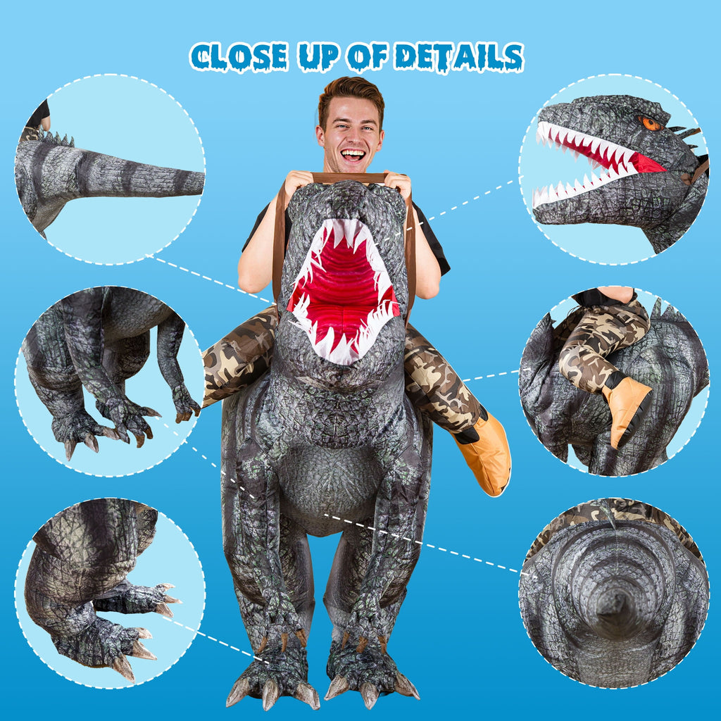 MAGOTAN Halloween Inflatable Dinosaur Costume Adult,Blow Up T Rex Suit Men Women, Halloween Adults Funny Blow Up Lightweight & Flexible for Cosplay, Parades