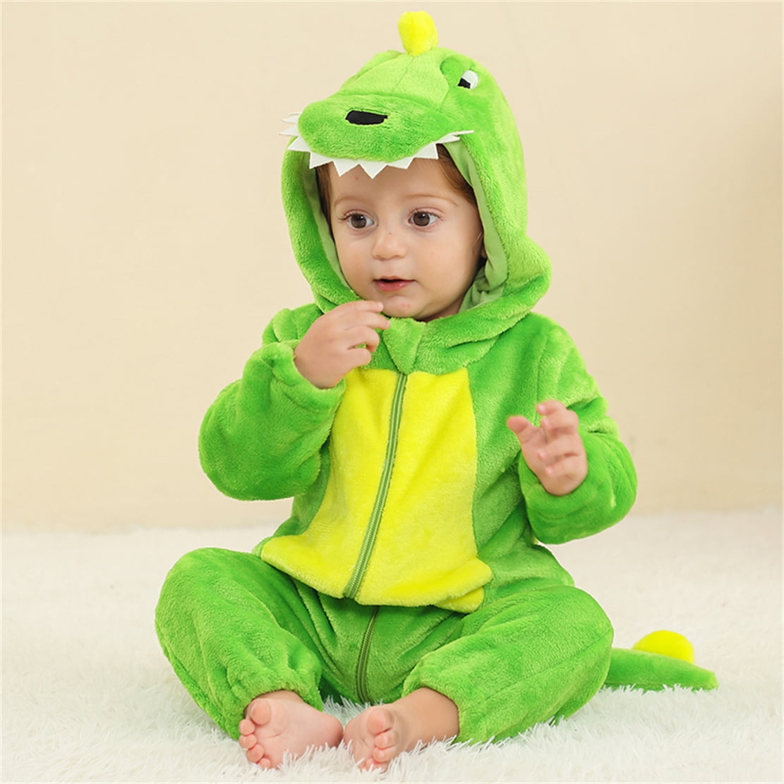 WIBACKER 0-3T Unisex Baby Animal Costume Winter Autumn Flannel Hooded Romper Christmas and Halloween Panda Cosplay Jumpsuit
