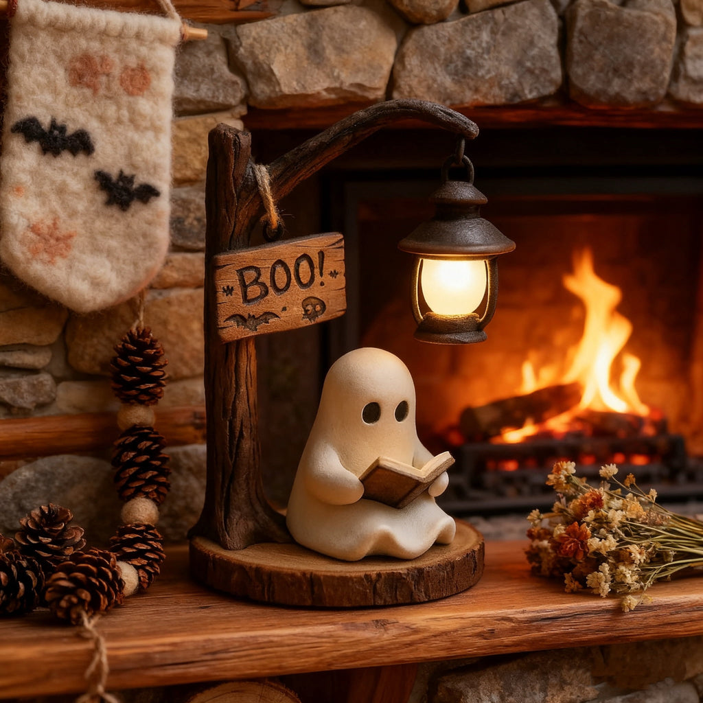 YZEGDCH Halloween 3D Ghost Campfire Flickering Night Light 2 Funny Roasting Marshmallows at Campfire LED Electric Faux Flameless Campfire Nightlight Funny Halloween Decor