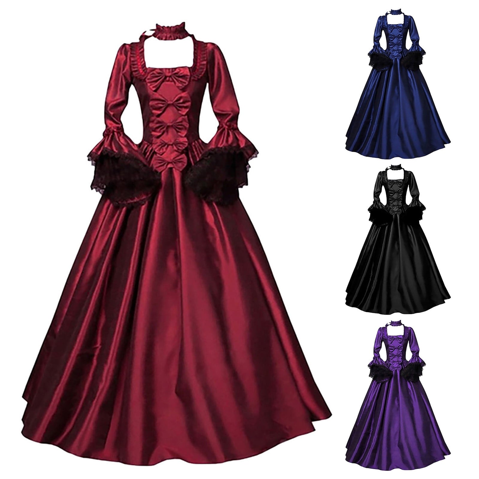 UPPADA Plus Size Victorian Dress for Women Lace Up Flare Sleeve Ball Gown with Corset Evening Party Maxi Gowns Vintage Cocktail Dress Wedding Dresses Early