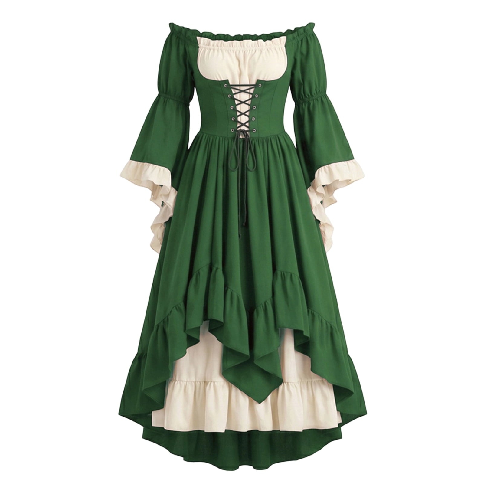 Anmrize Full Length Halloween Dress, Renaissance Faire Outfit, Women Medieval Victorian Gown, Off Shoulder Renaissance Dress, Womens's Medieval Renaissance Costume Cosplay Over Dress, White S