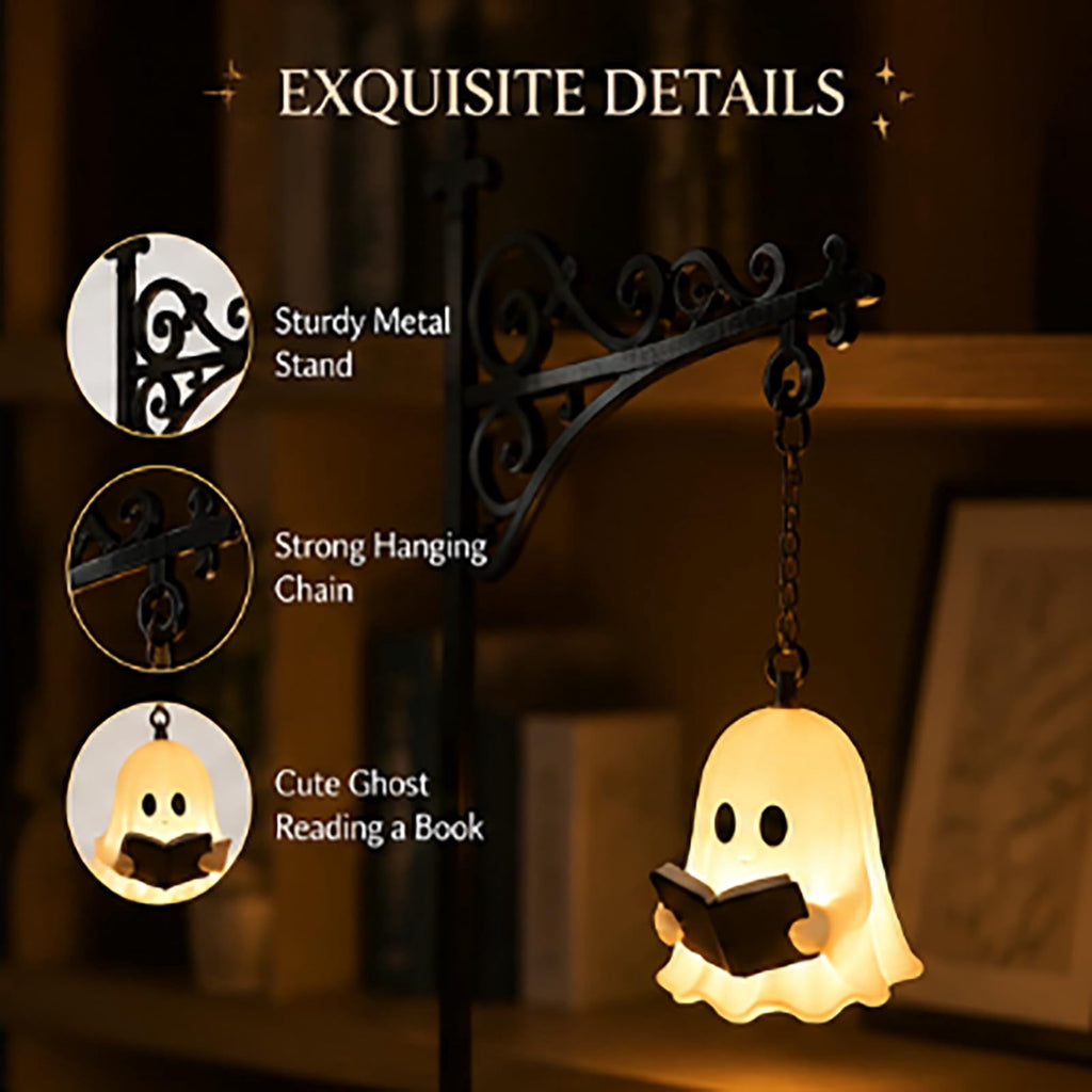Halloween Ghost Library Lantern Decorative Bookshelf Lighting, Reading Book Shelf Lights for Study Reading Corner Home Library Gift for Book Lovers Bookworms