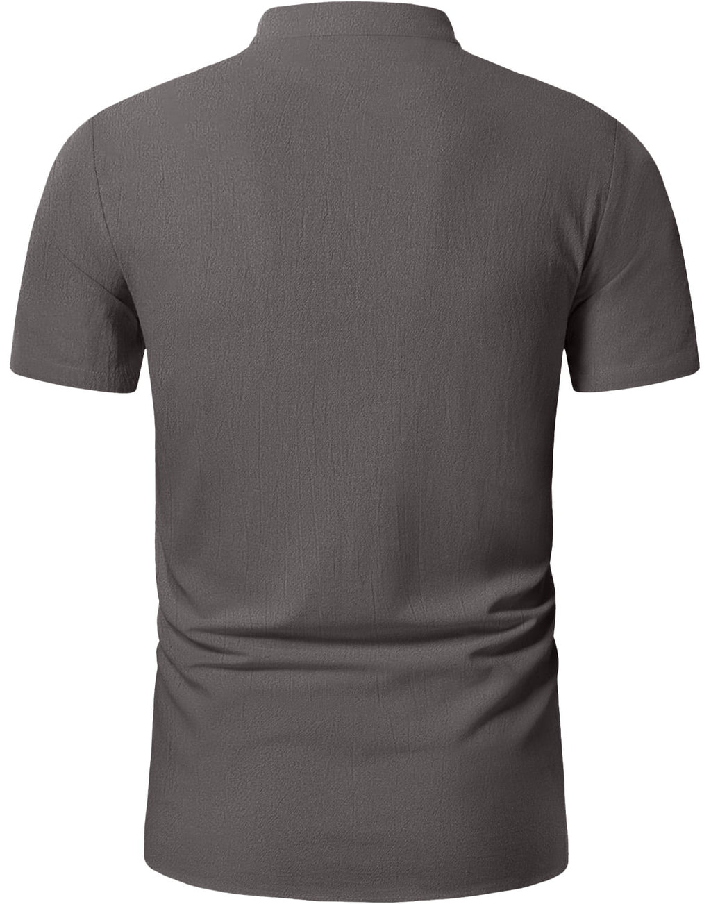 HAOMEILI Men's Cotton Linen Lace-Up V-Neck Short Sleeve Shirt