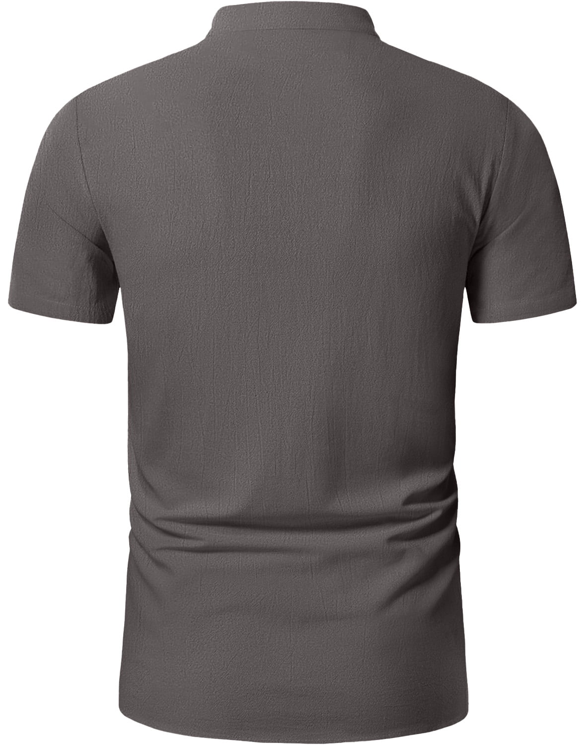 HAOMEILI Men's Cotton Linen Lace-Up V-Neck Short Sleeve Shirt