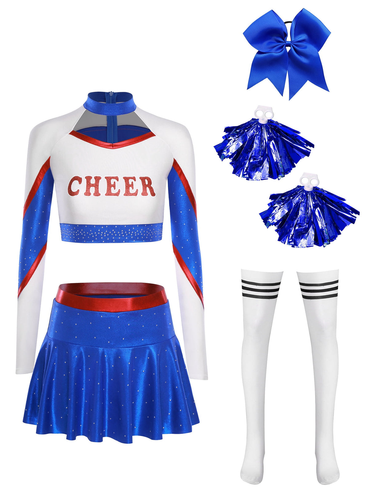 iiniim Womens Cheer Leader Costumes Set Schoolgirl Cheerleading Cosplay Halloween Party Uniform Purple XL