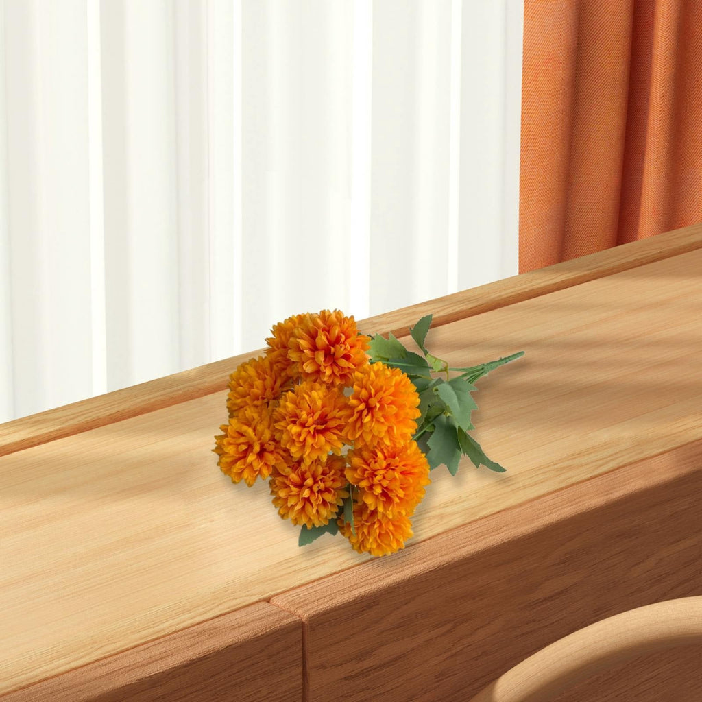 Fall Outside Decor Simulation 6-Head Chrysanthemum Bouquet Autumn Edition - Sapphire Blue Fake Flowers For Outdoors Fall Door Decor Faux Pumpkins For Outdoor For Fall Decor