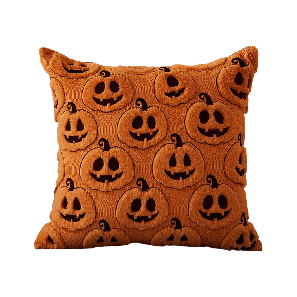 Halloween Ghost Reading Book Throw Pillow Cover, Spooky Library Bookshelf Skull Candlestick Decorative Pillowcase, Retro Halloween Cushion Cover