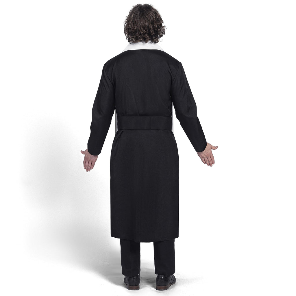 Joyfy Men's Priest Costume Black Priest Father Robe Stole for Halloween Party Dress up Cosplay