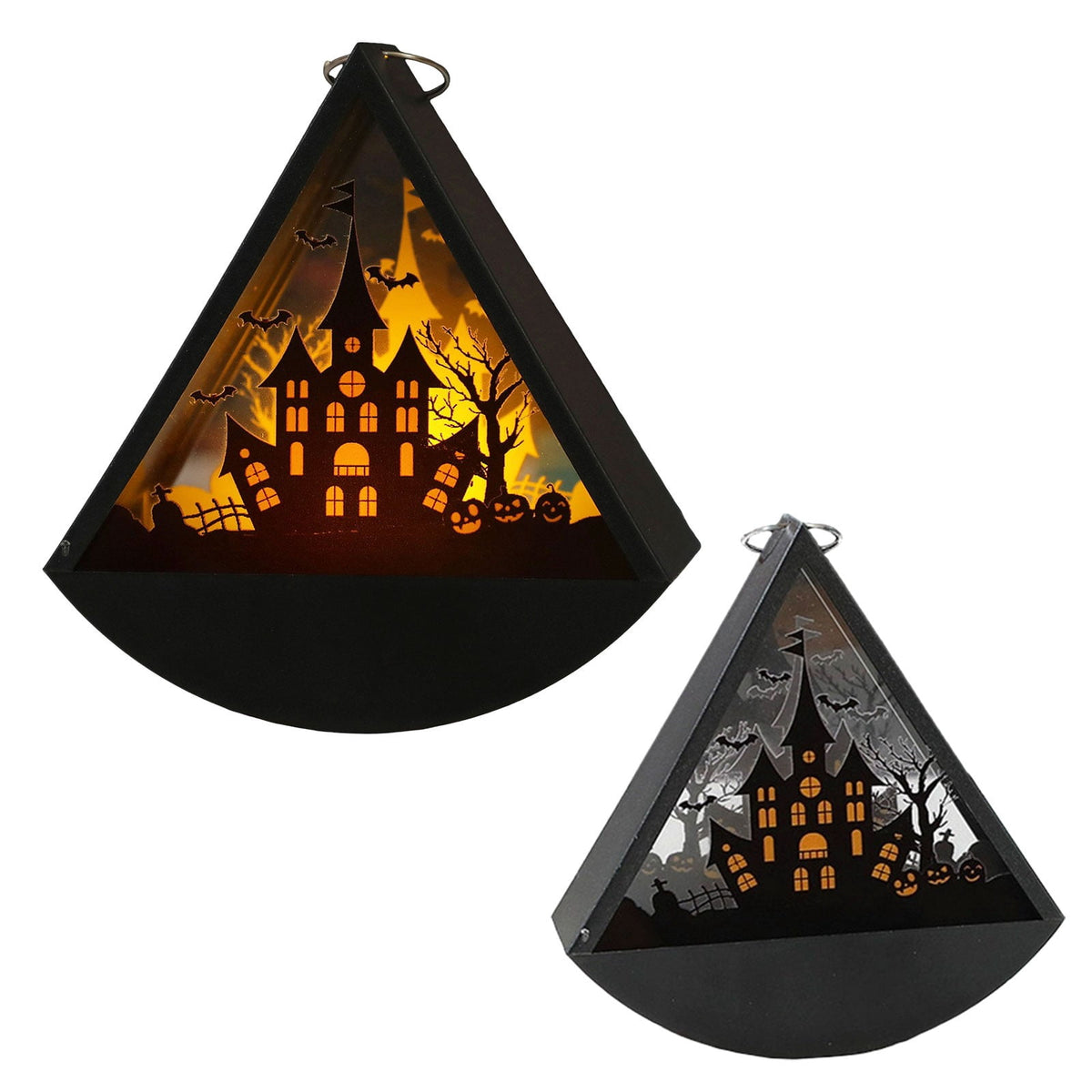 Cheapark Halloween Lanterns Decorations, Battery Operated Black Pumpkin Witch Lanterns, Flickering Light For Indoor Party Home Decor