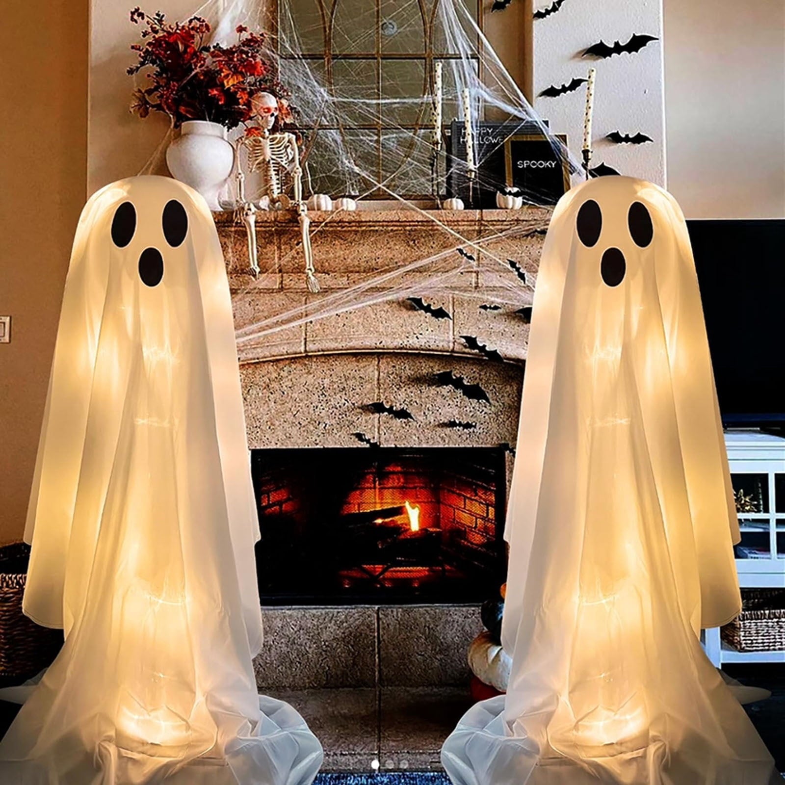 Halloween Garlands with Lights, 5.8 Ft Black Eucalyptus Garlands, Artificial Hanging Plants Vines, Faux Ferns Plant Fake Leaves Ivy Flowers Garlands for Garden Home Party Halloween Decorations Indoor