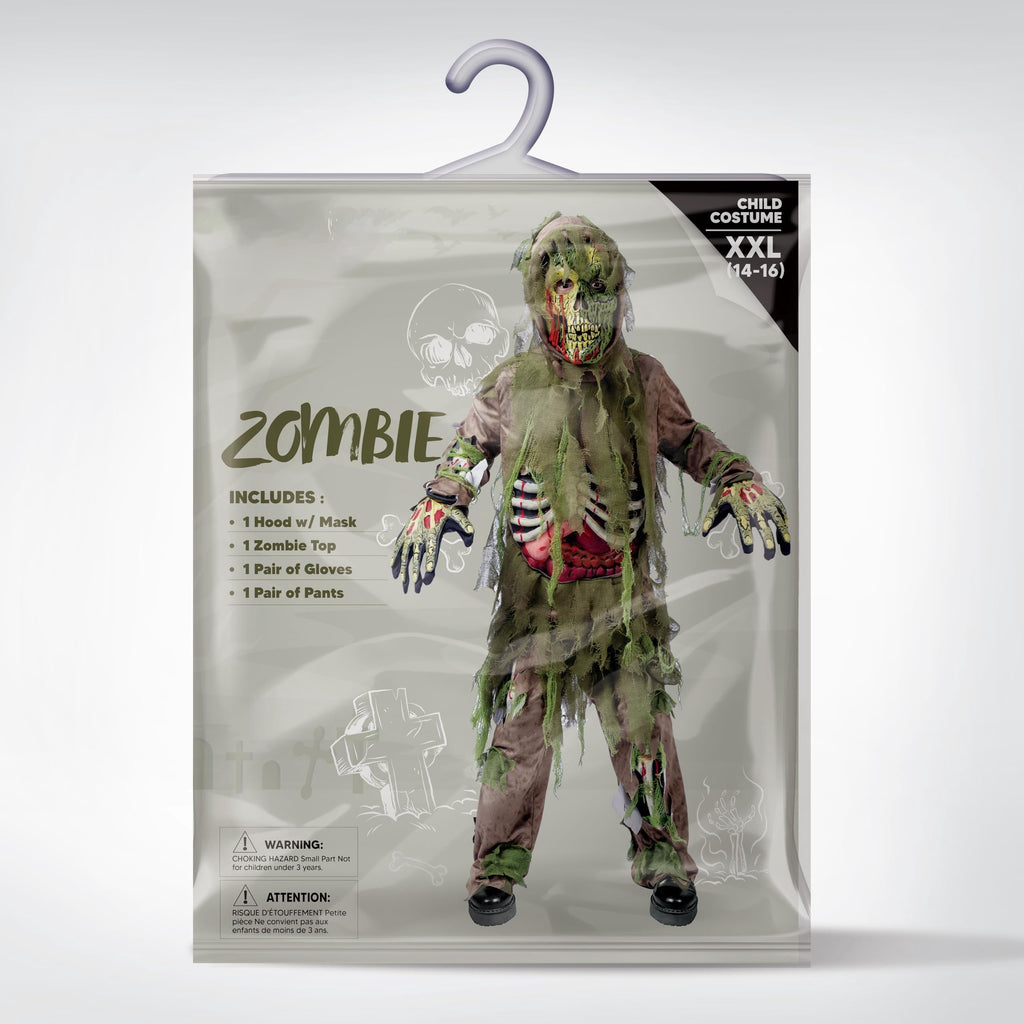 Joyfy Halloween Swamp Skeleton Living Dead Zombie Costume for Boys, Scary Zombie Costume for Kids Halloween Monster Themed Party Dress Up