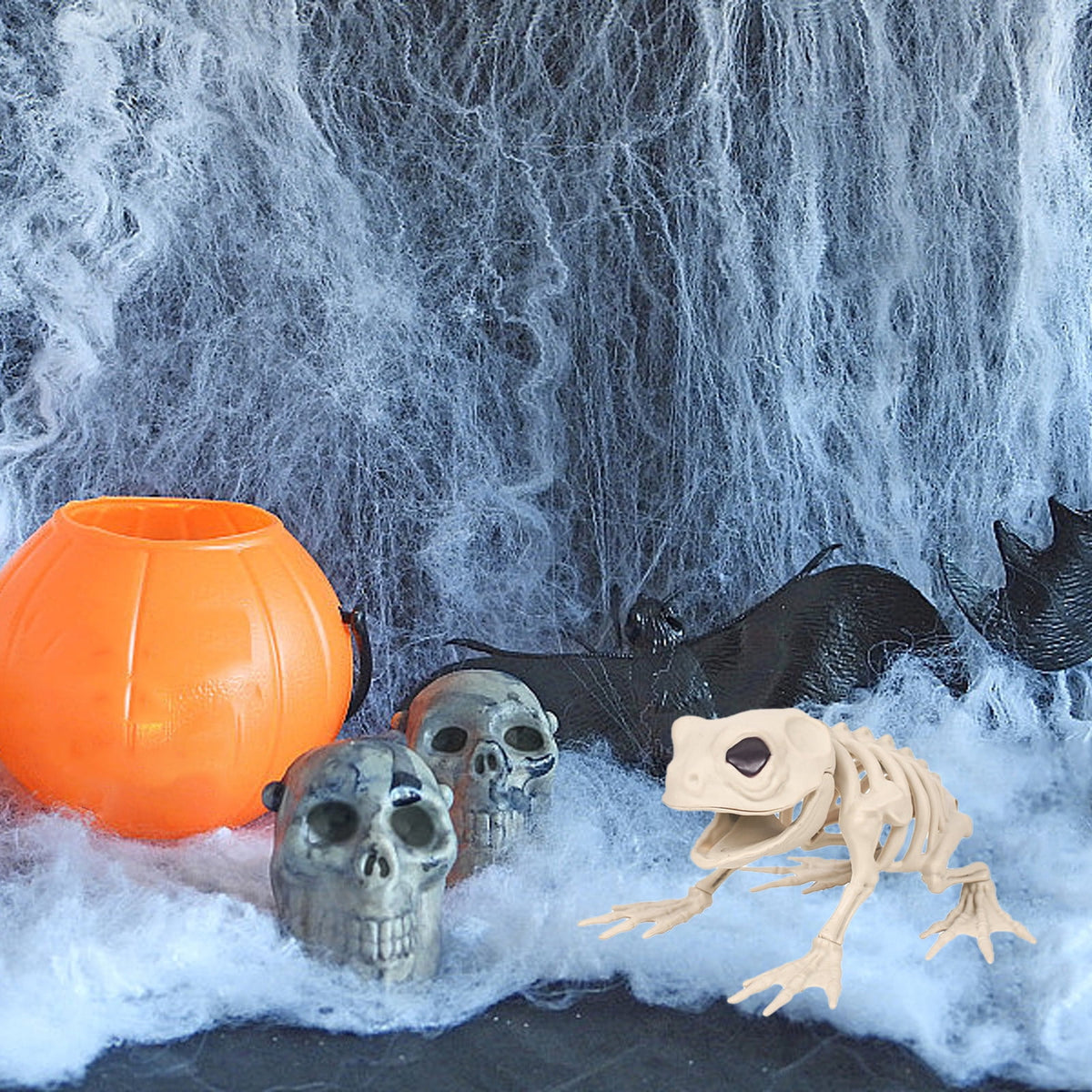 Cififendec Mini Frog Halloween Animal Skeletons Standing Full Body Animal Skeleton Decorations for Indoor Outdoor Room Party Props