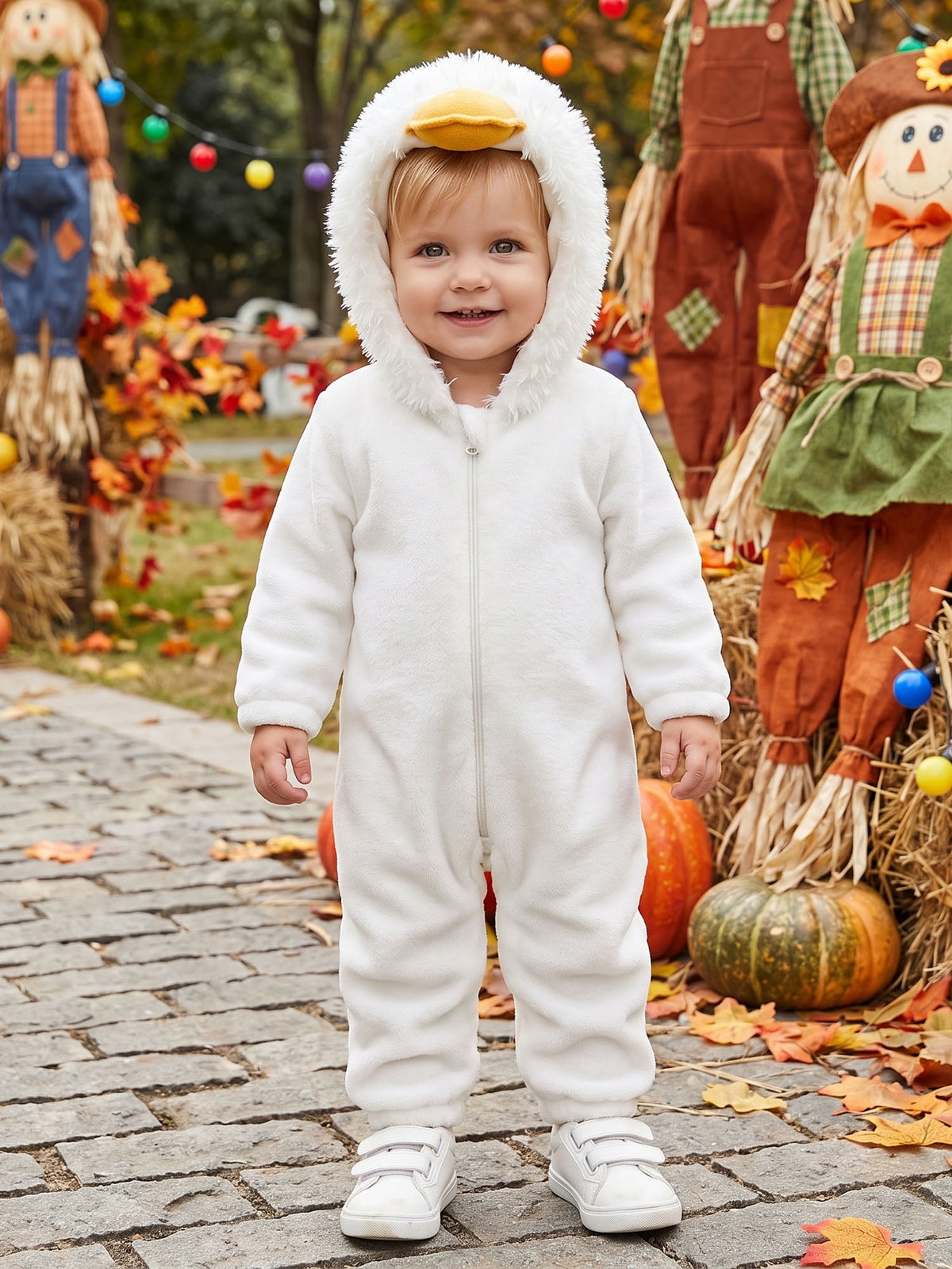 RUINIXCW Toddler Baby Girl Boy Halloween Chick Costume Cosplay Outfit Infant Fall Winter Clothes Snowsuit Fleece Jumpsuit Long Sleeve Hooded Romper