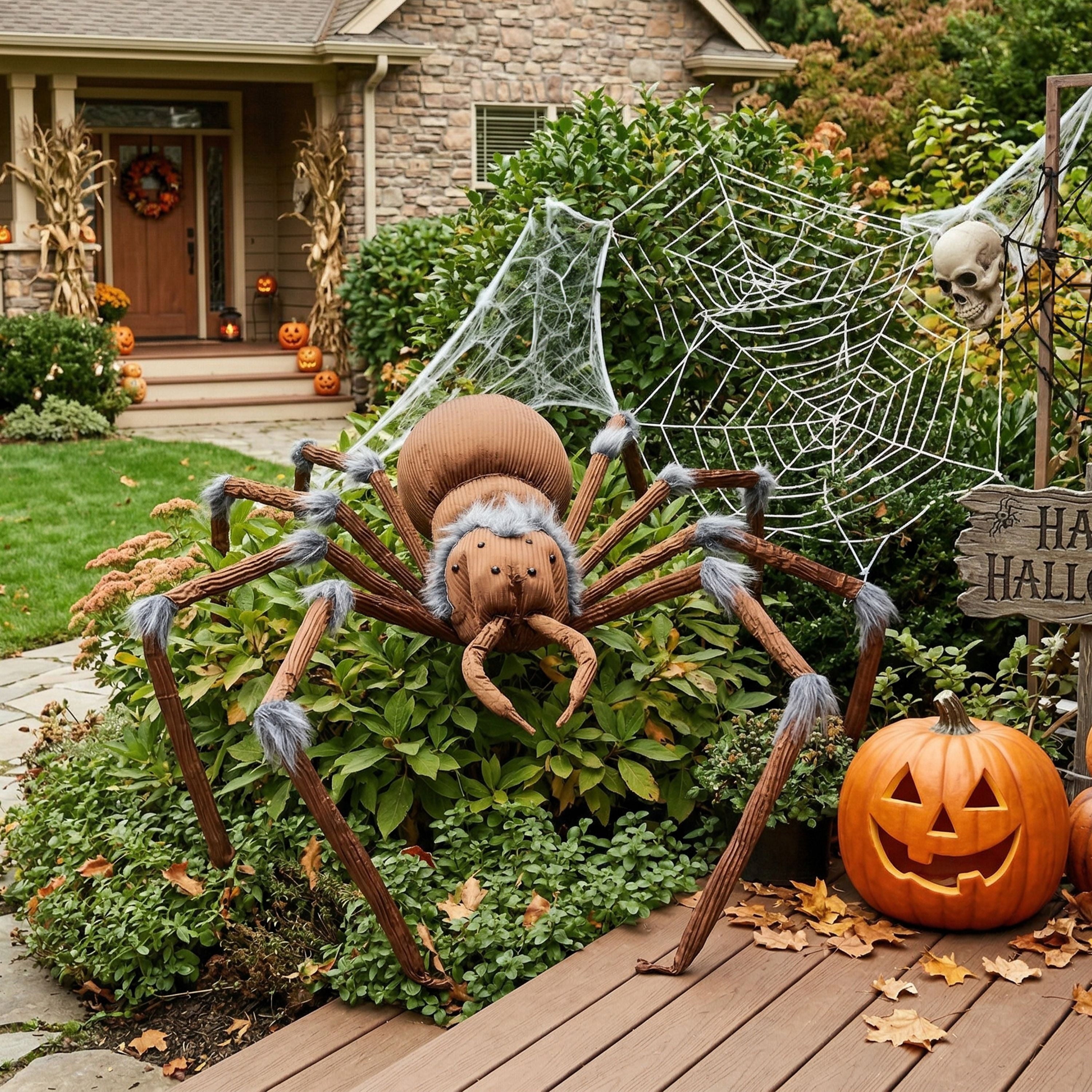 Joyfy 45inch Giant Spider Halloween Decorations,Scary Spider Halloween Outdoor Party Decorations Props Halloween Yard Decorations,Black