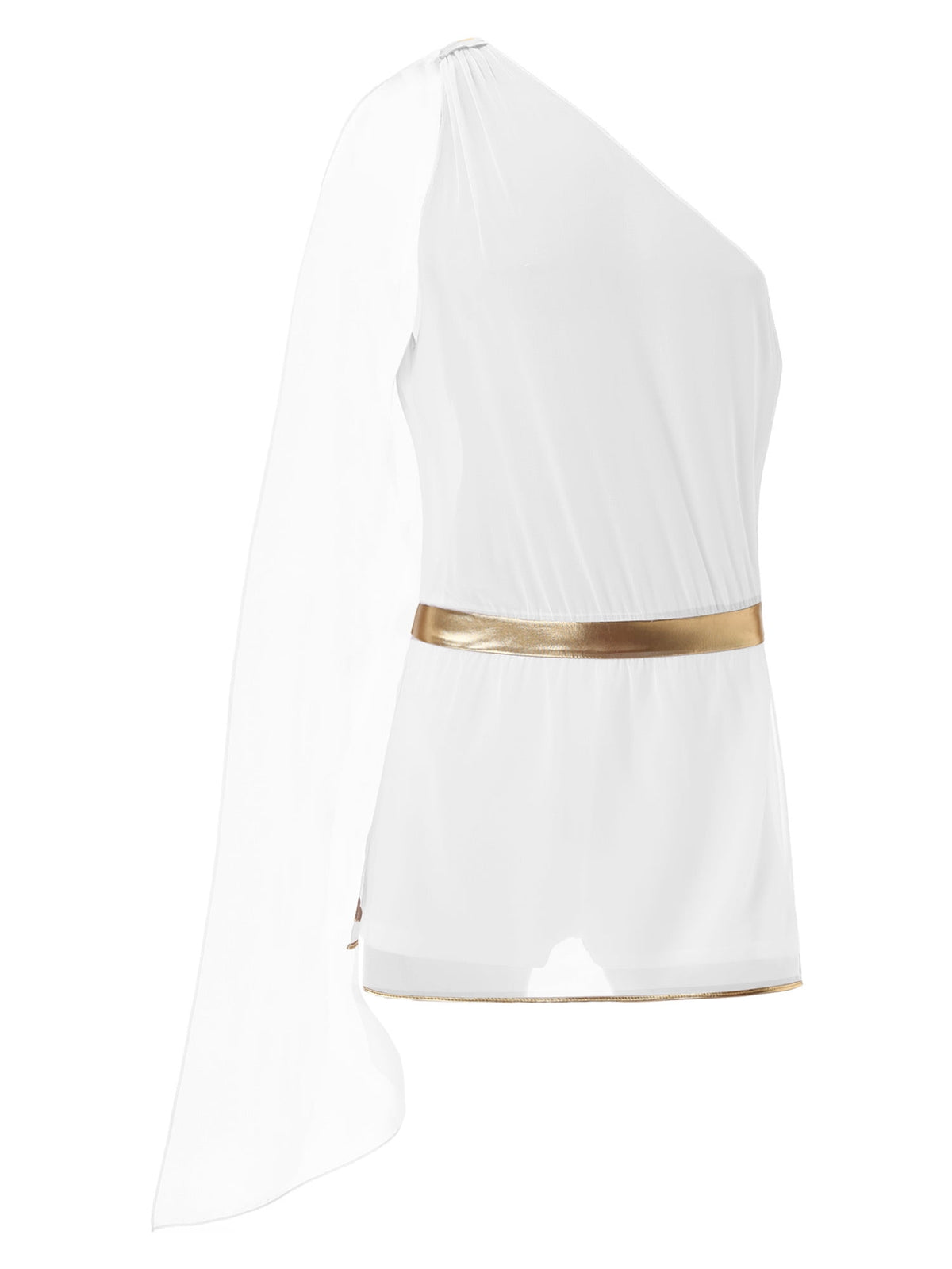 iiniim Adult Mens Halloween Cosplay Short Toga Ancient Roman Greek God Costume Jumpsuit with Slit Skirt A White S
