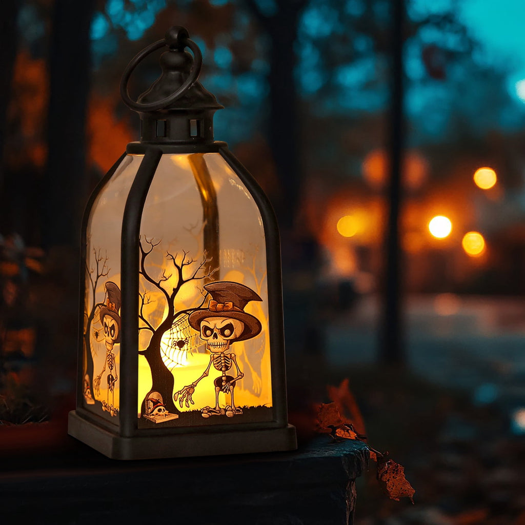 Cheapark Halloween Lanterns Decorations, Battery Operated Black Pumpkin Witch Lanterns, Flickering Light For Indoor Party Home Decor