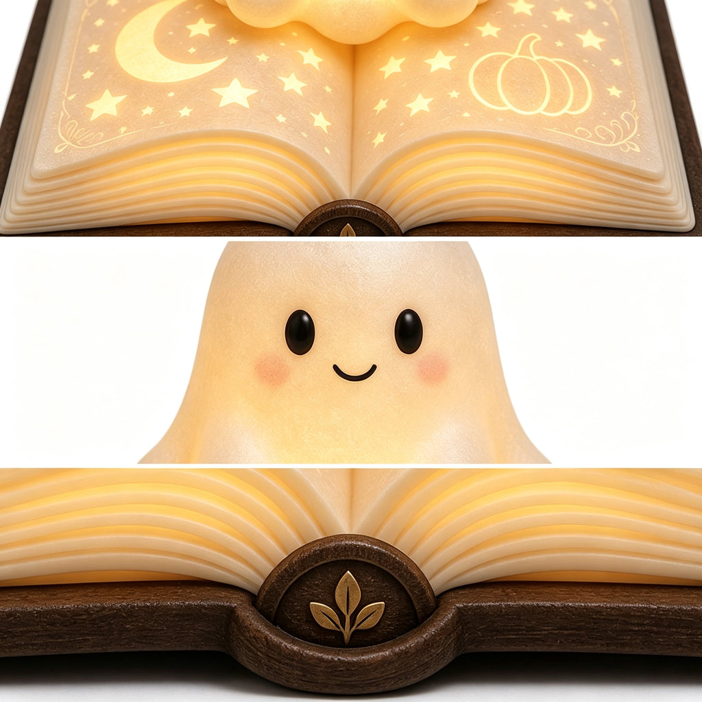 Clearance Halloween Ghost Bubble Bath Lamp, Cute Bathtub Ghost Night Lights for Halloween Decor, Reading Books Nightlight, Halloween Decorations for Indoor Readers & Book Lover Desk Home Party Gifts