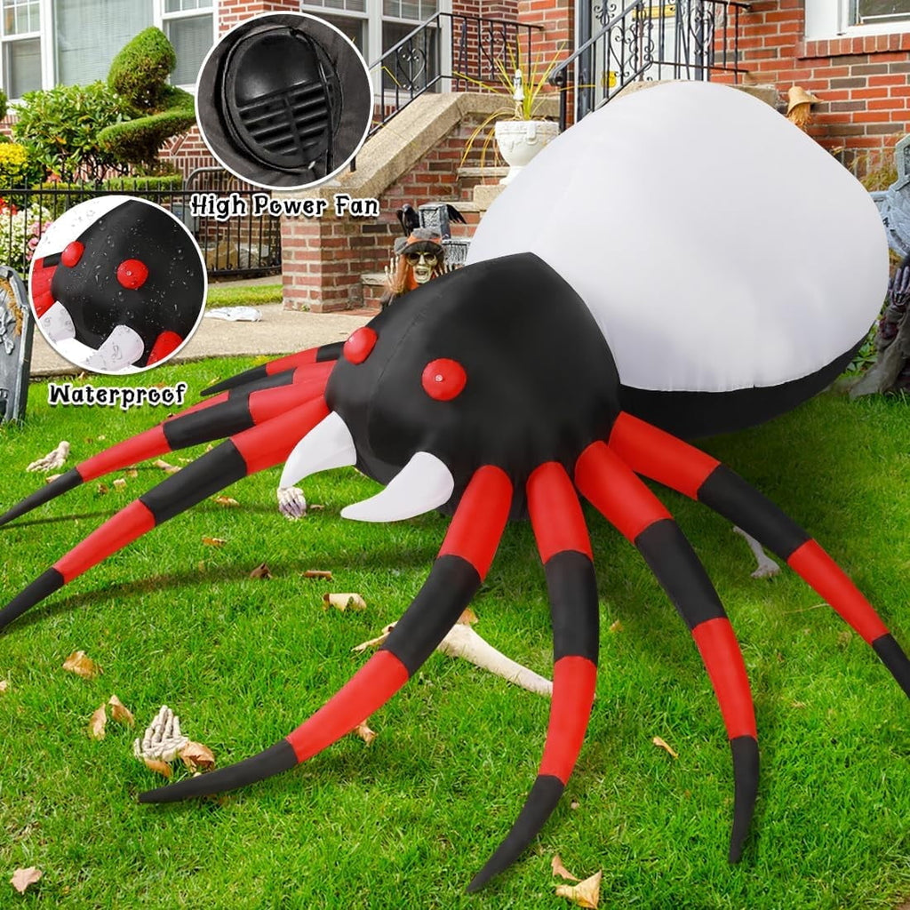 GOOSH Halloween Inflatable 8.5 FT Halloween Spider Inflatable, Giant Blow Up Spider with Built-in Lights, Outdoor Inflatable Halloween Decorations Halloween Blowup for Holiday/Party/Yard