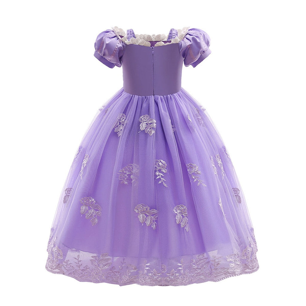 HAWEE Princess Dress for Girl Pink Cosplay Halloween Costume Puff Sleeve Layerd Dresses