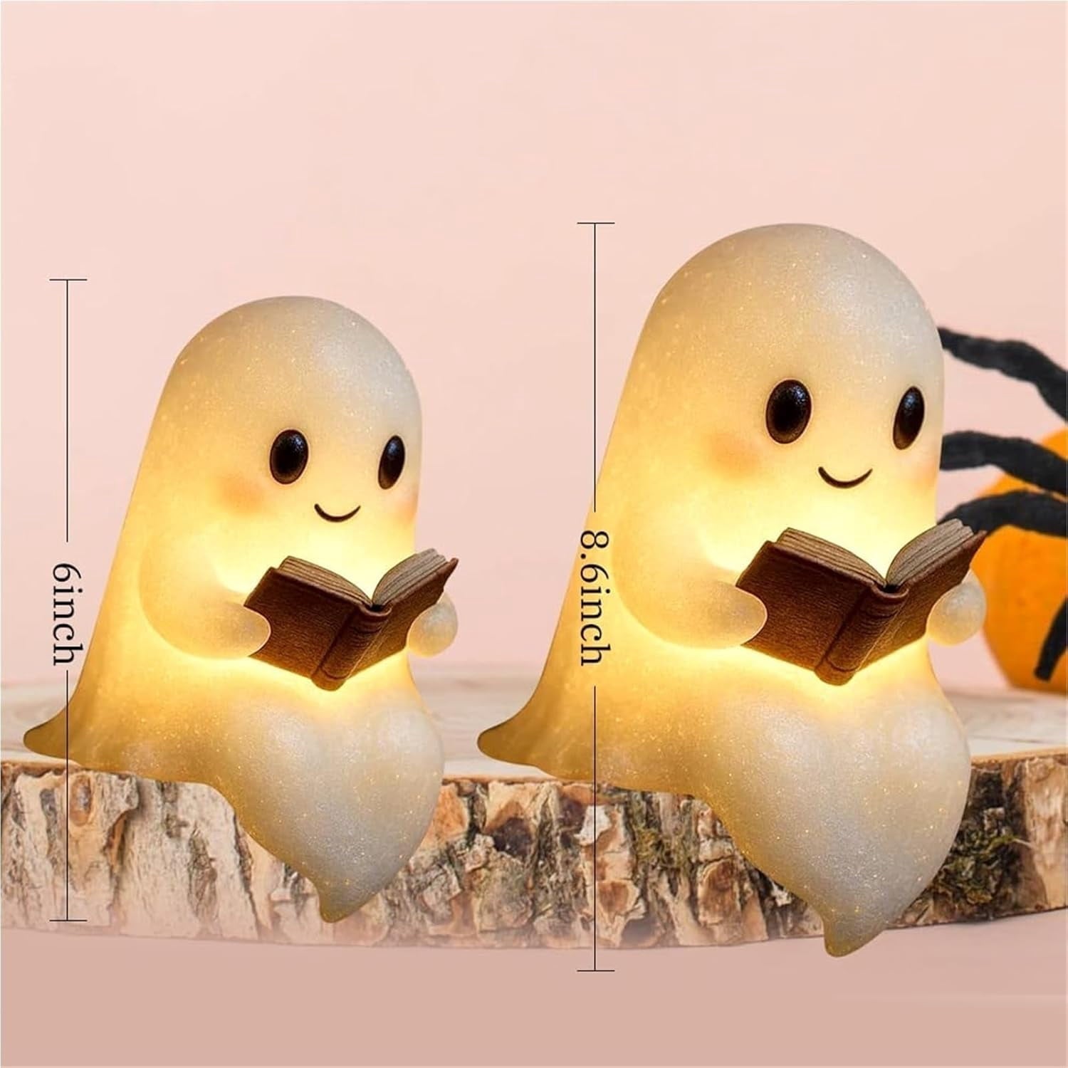 YZEGDCH Halloween 3D Ghost Campfire Flickering Night Light 2 Funny Roasting Marshmallows at Campfire LED Electric Faux Flameless Campfire Nightlight Funny Halloween Decor