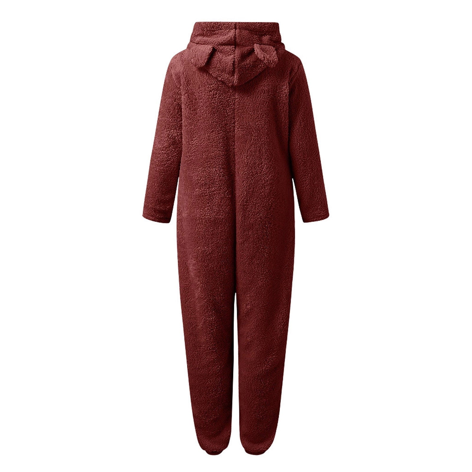 QATAINLAV Sherpa Fleece Jumpsuit for Women Winter Warm Fuzzy Onesie Pajamas Cute Cat Hooded Romper Casual Zip Up Overalls Sleepwear Black XL