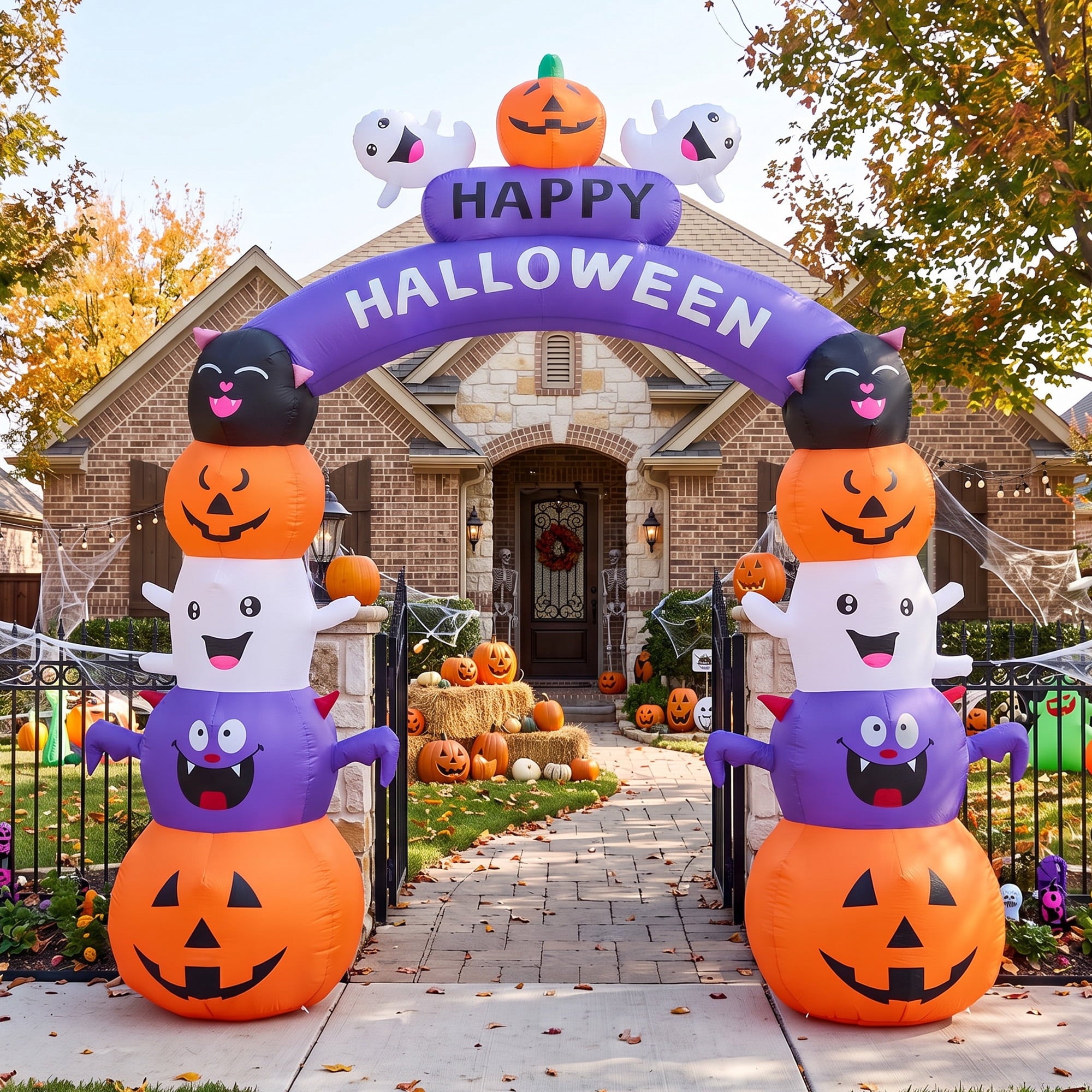 GVDV 8 FT Halloween Inflatables Archway Outdoor Decorations for Front Yard Lawn Garden Decor