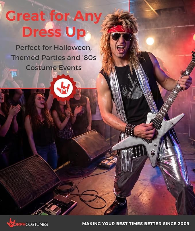 Morph Glam Rocker Costume Men Halloween Costume for Men Silver XX-Large