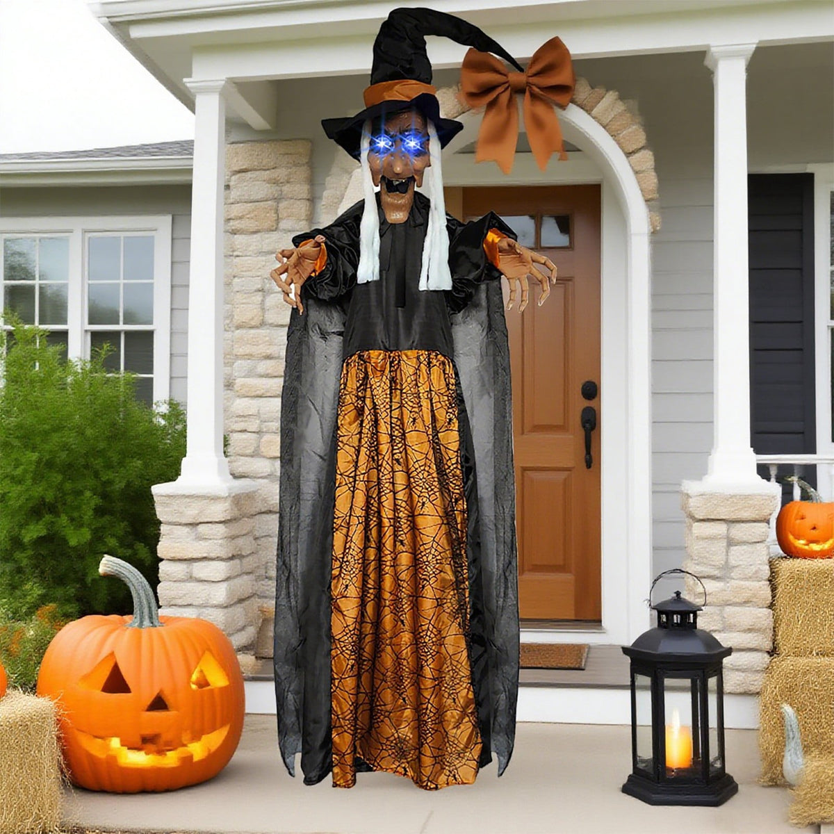 ZTTD Life Size Hanging Witch Halloween Decor (71 Inches) | Sound & Touch Activated Talking Halloween Decorations | Witch Props Excellent Choice for Haunted House | Indoor & Outdoor Animated Prop