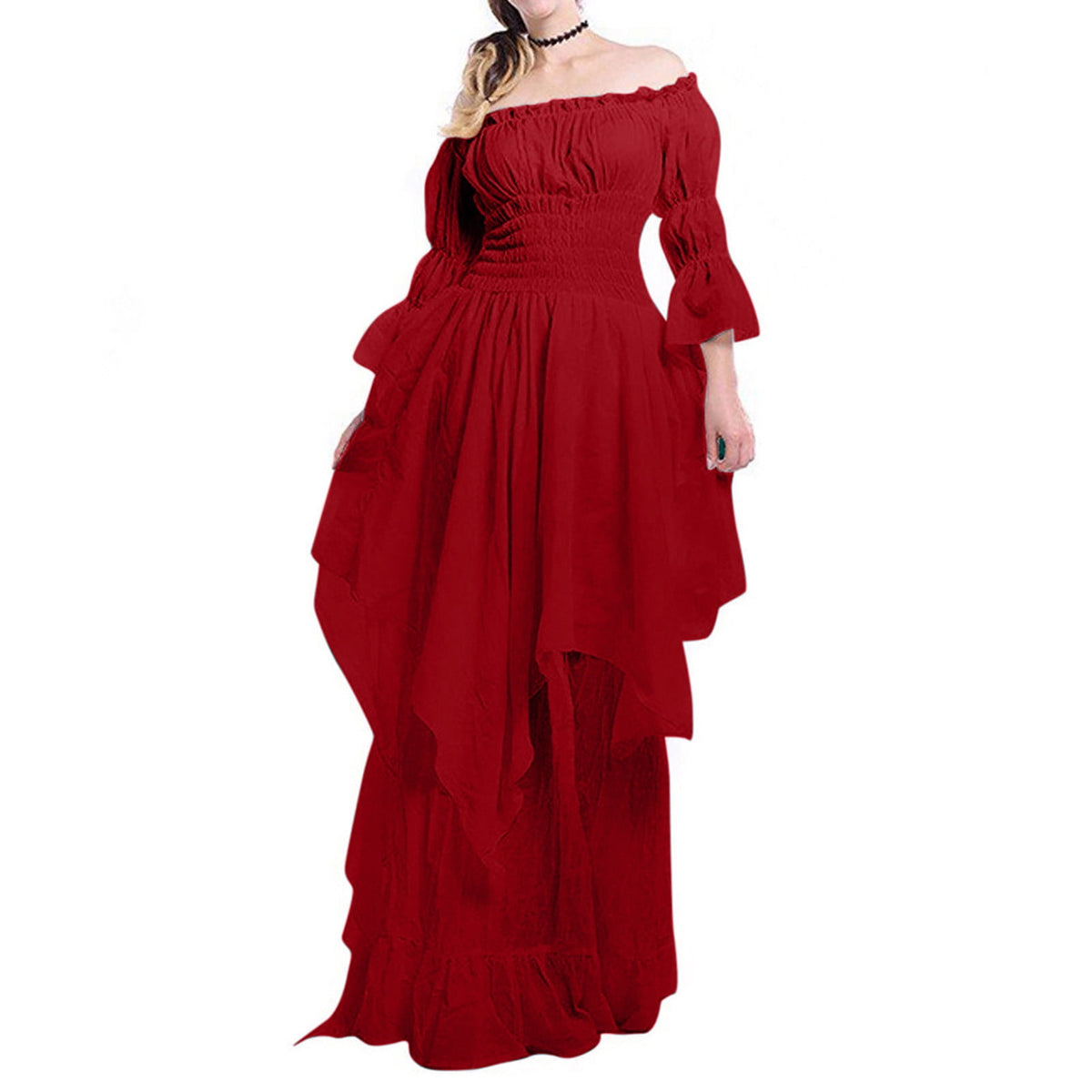 LYXSSBYX Maxi Dresses for Women Women's Long Sleeve Neck Dress Floor Length Cosplay Dress Plus Size Dress