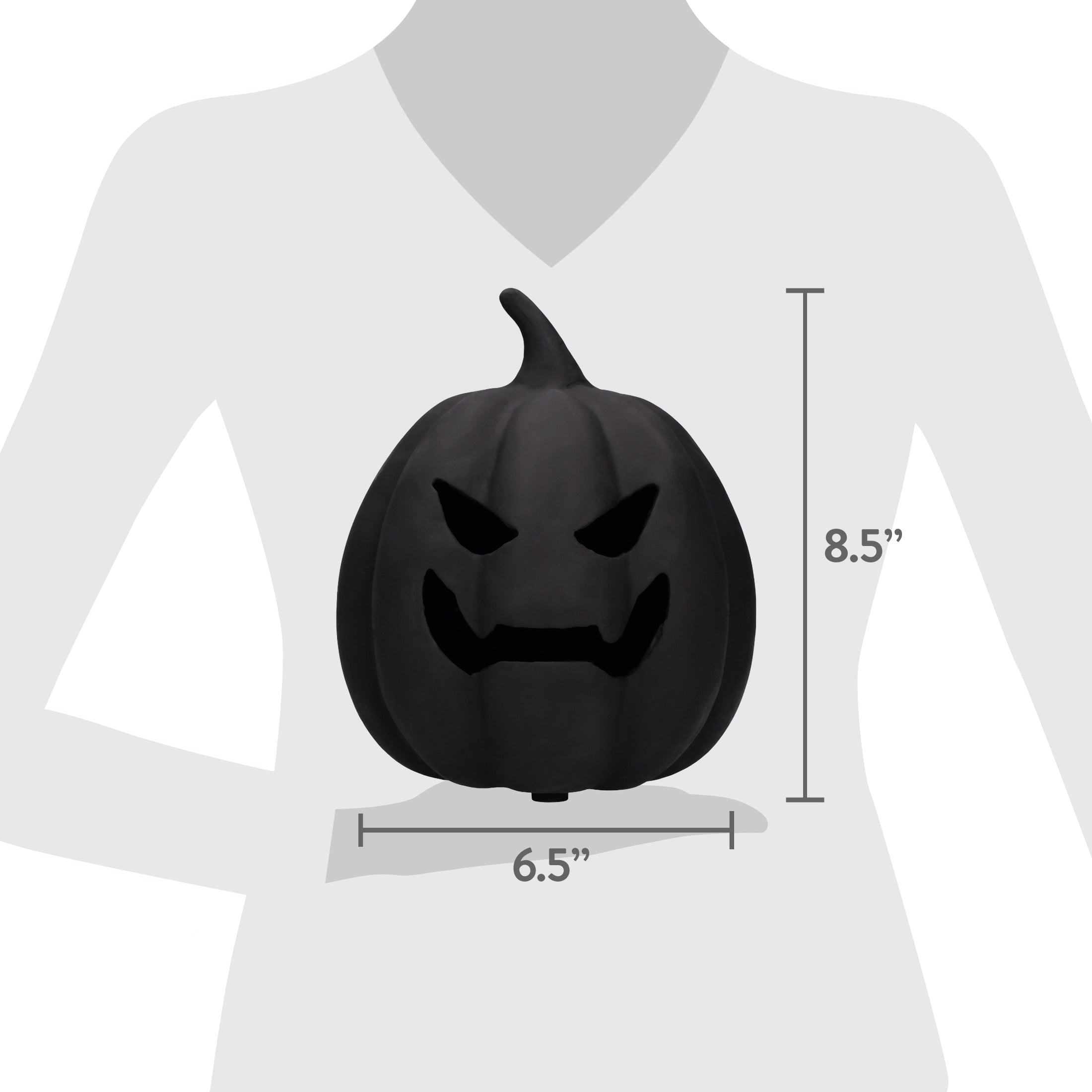Paper Mache Jack-o'-Lantern Decoration, Black, 8.25", Halloween by Way To Celebrate