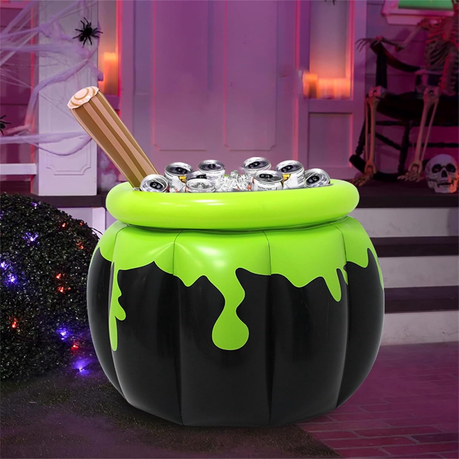 Jollyzo Halloween Witch Inflatable Drink Cooler, 26.4" Blow Up Beverage Holder Ice Bucket, Party Prop, Fun Decorative Bucket, Outdoor Yard Accent, Backyard Garden Haunted House Decorations