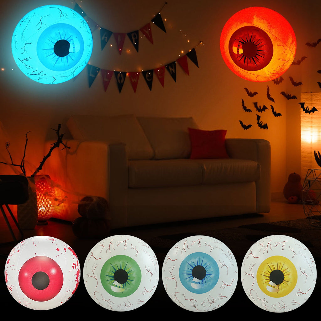 XEOVHV Halloween Glow Eye Ball Huge in The Dark Eyeball Halloween Fake Glow Spooky Eyes for Window Wall Door Garden Lawn Stage Prop Yard Hanging Supplies - C