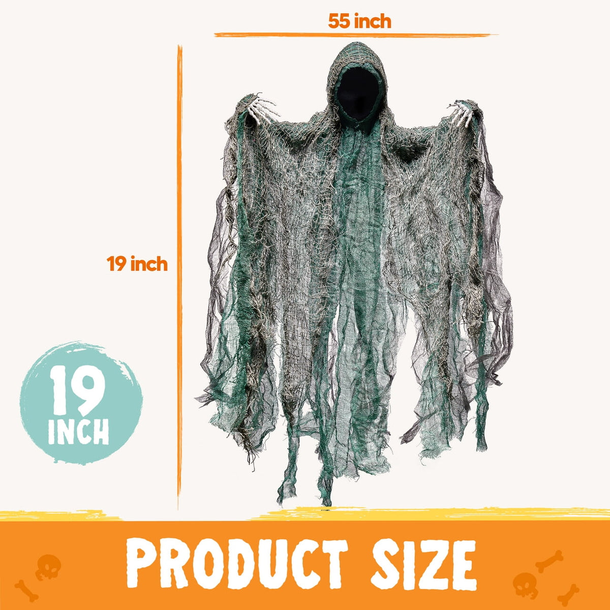 Joyfy 3 Pack Halloween Hanging Ghosts,Scary Skeleton Ghosts Grim Reapers Decorations for Halloween Indoor Outdoor Yard Home Decorations