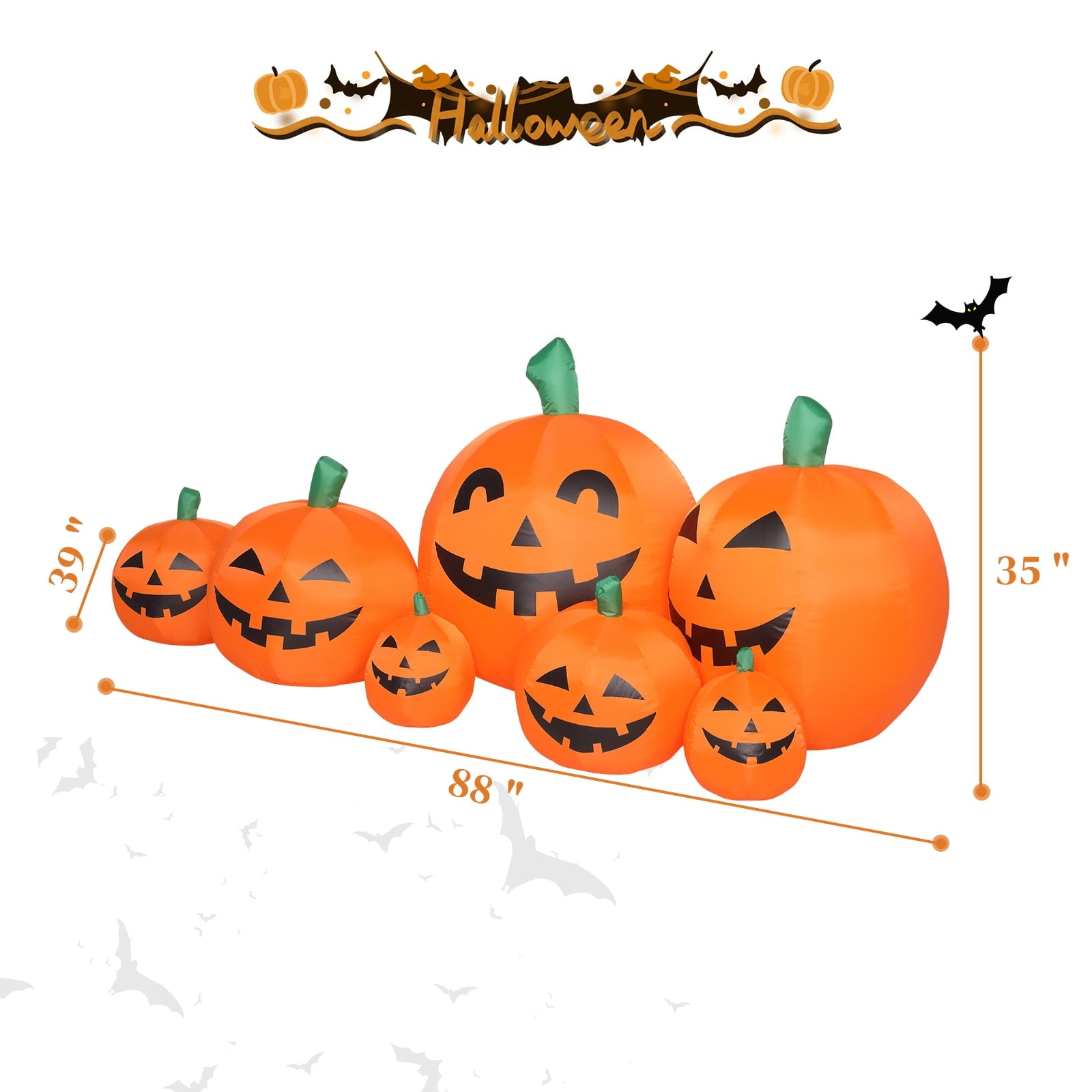 Ktaxon 7.4' Halloween Inflatables Outdoor Halloween Decoration with LED Lights 7pcs Blow up Pumpkins