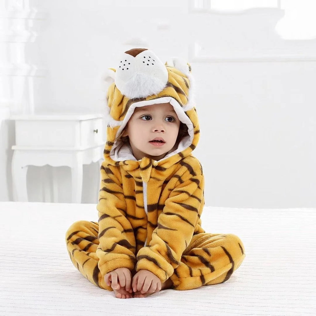 WIBACKER 0-3T Unisex Baby Animal Costume Winter Autumn Flannel Hooded Romper Christmas and Halloween Panda Cosplay Jumpsuit