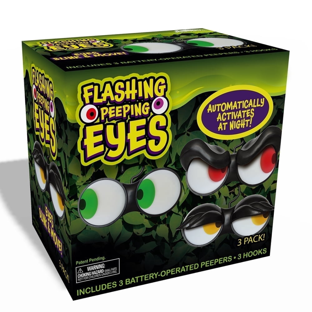 Joyfy 3 Pack Halloween Flashing Spooky Eyes Lights Decorations Outdoor Indoor, Dark-activated Battery Operated Glowing Eyes with Timer,Hangable Halloween Light Decorations for Car Yard Lawn Garden