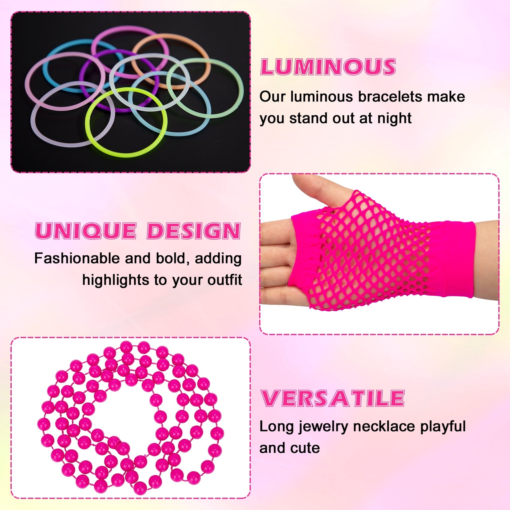 Loritta 80s Costumes for Women Outfit Accessories Set with Fishnet Gloves Leg Warmers Bags Tutu Skirts for Theme Party