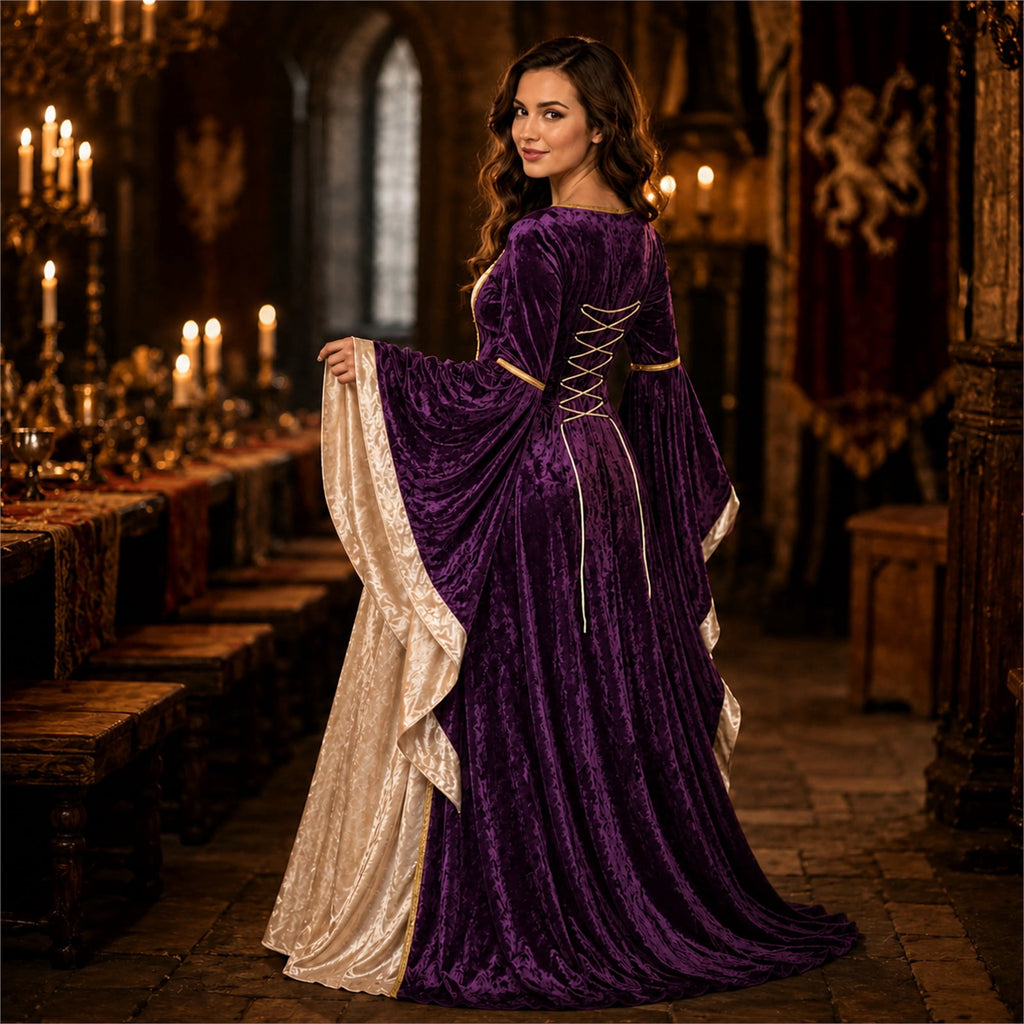 Witch Dress for Women Costume Halloween Vampire Dress 2026 Gothic Witch Costume Women Renaissance Medieval Velvet Outfit Cosplay Party White S