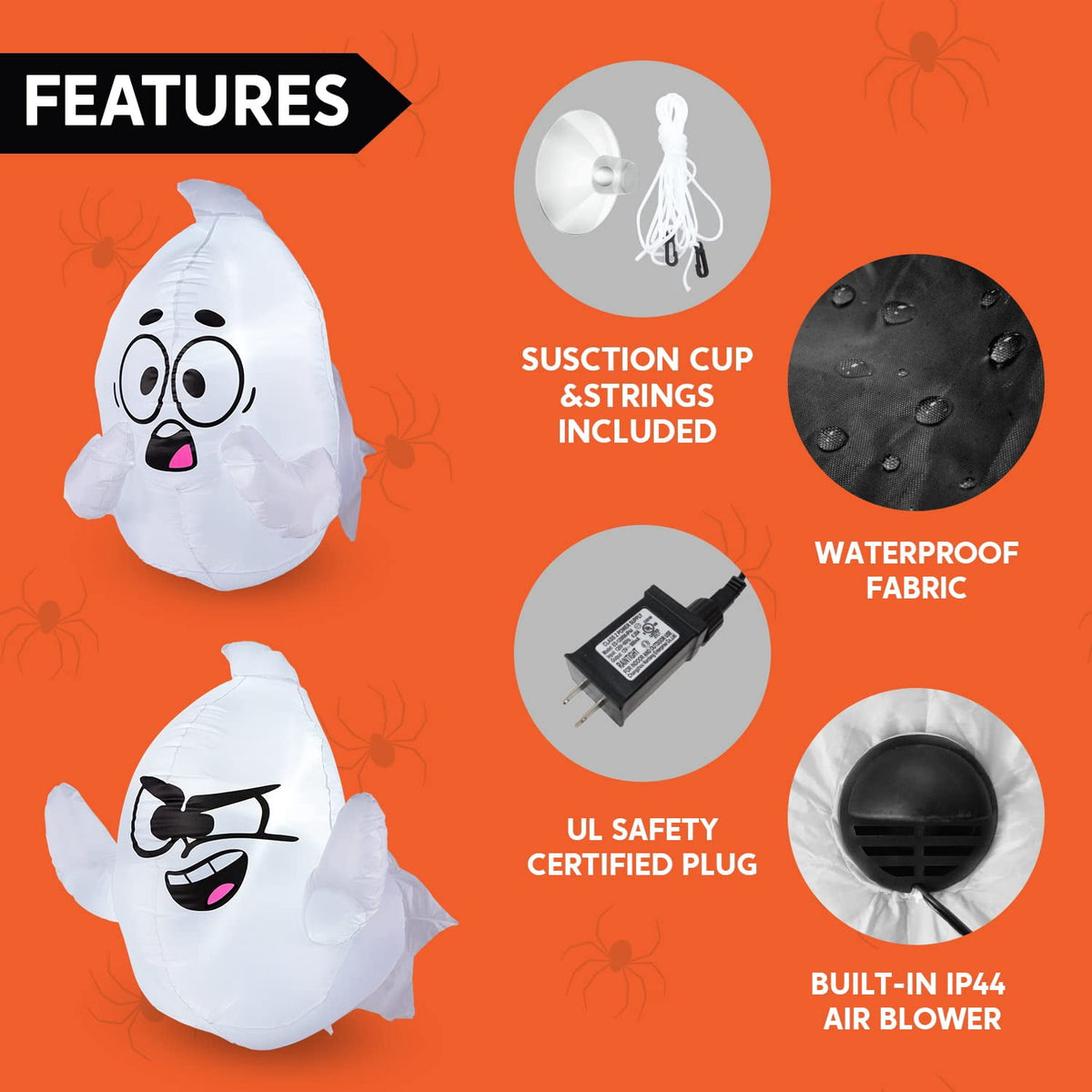 Joyfy 4.5 FT Halloween Inflatable Decorations Outdoor Scary Flying Ghost Broke Out from Window with Built-in LED Blow Up Inflatable for Window Decoration Yard Garden Lawn Decor