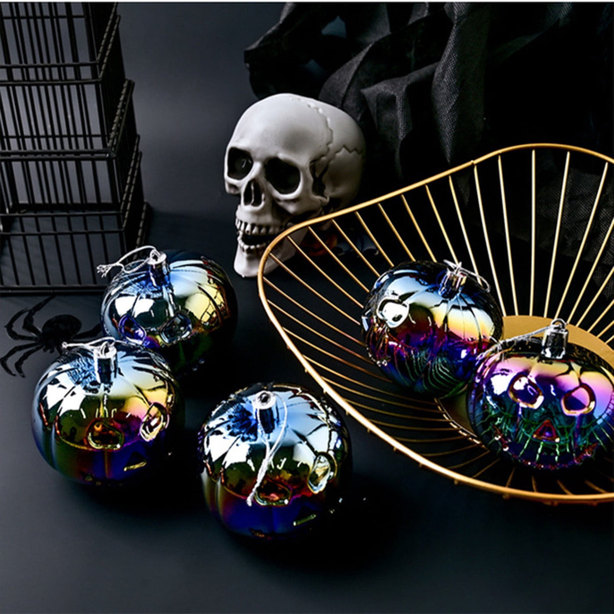1Pc Halloween Mini Pumpkin Branches Artificial Black Twigs Vase Fillers for Table Mantel Centerpiece Creepy Gothic Scary House Decor