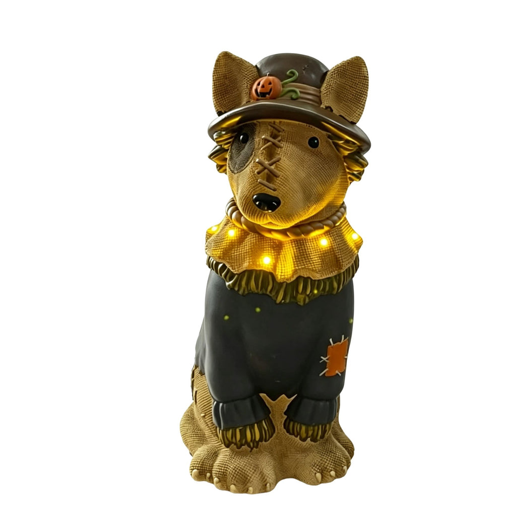 Gray Frenchie in Shark Costume Blow Mold, Halloween French Bulldog Statue with Light Up Pumpkin Decor, Cute Resin Outdoor Indoor Tabletop Dog Ornament, Entryway Patio Yard Decoration, 8"