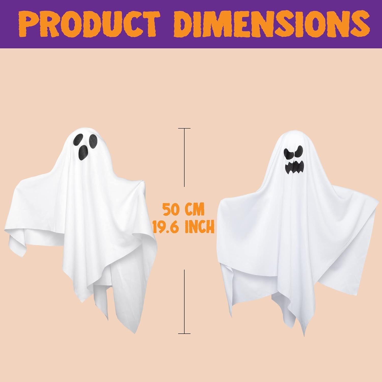 Joyfy 3 Pack Halloween Hanging Ghosts Decorations,27.5" Cute Scary Flying Ghosts Outdoor Hanging Halloween Decorations Yard Decorations