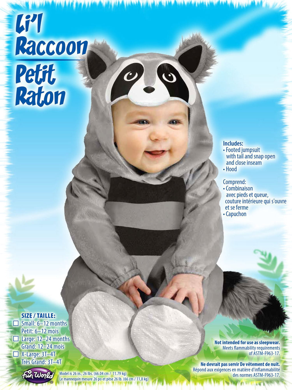 Infant's Toddler's Baby Plush Raccoon Costume Toddler 12-24m