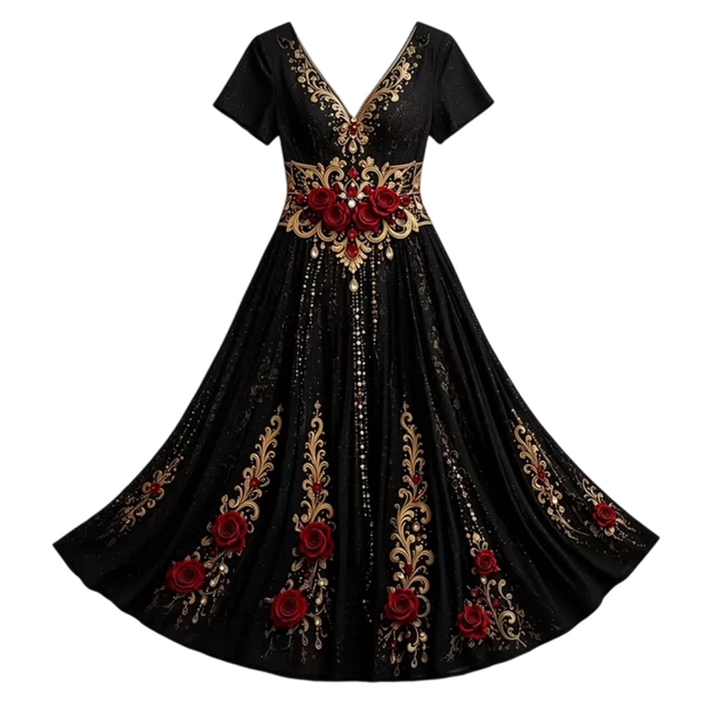 KICILVS Gothic Clothes For Women Black Spiderweb And Spider Print Flowing V Neck Long Maxi Dress Halloween Cosplay Gothic Party Dress