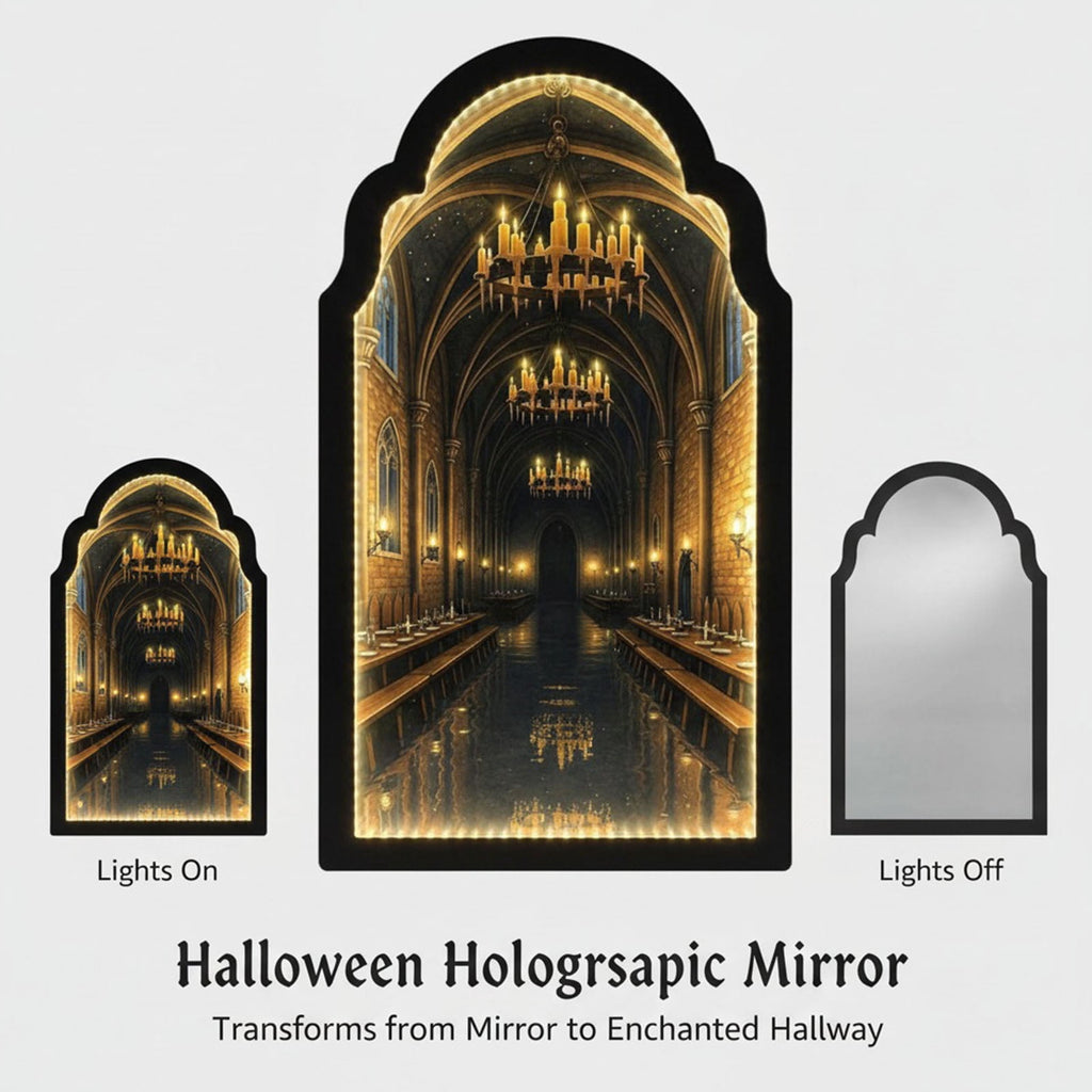 Clearance Martha Ghost Mirror! Halloween Decorations Indoor Gifts, LED Ghost Mirror Hologram,Spooky Gothic Decor,Haunted Mirror Halloween Decorations,Vintage Wall Decor for Living Room Fireplace