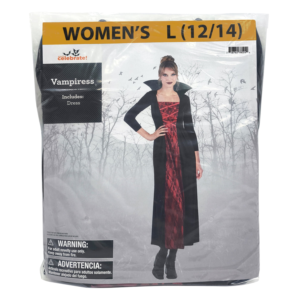 Vampiress Halloween Costume for Adults, Women's Size S (4/6), by Way to Celebrate